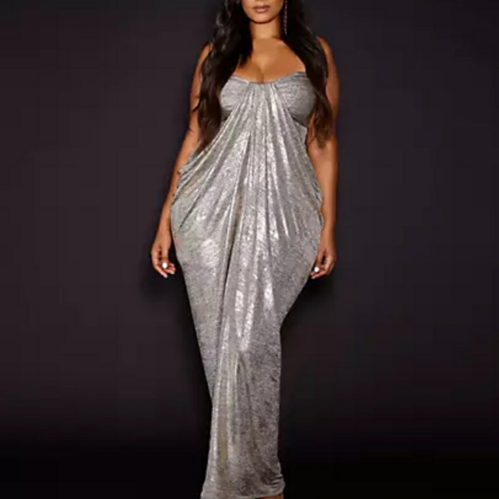 NWT Gold -Tone Draped Maxi Dress - FTF x GU